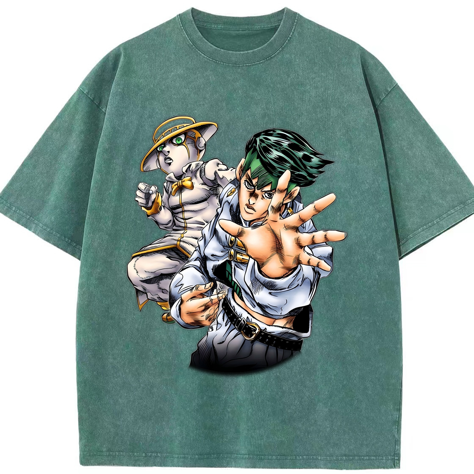 （画像用） ジョジョの奇妙な冒険 岸辺 露伴（きしべ ろはん） JoJo's Bizarre Adventure Rohan Kishibe 綿100% ヴィンテージ風 半袖Tシャツ（フロントプリント）